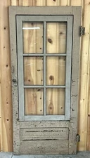 1897 Rustic Farmhouse Porch Entry Door 6 Window Solid Wood Heavy Patina Exterior