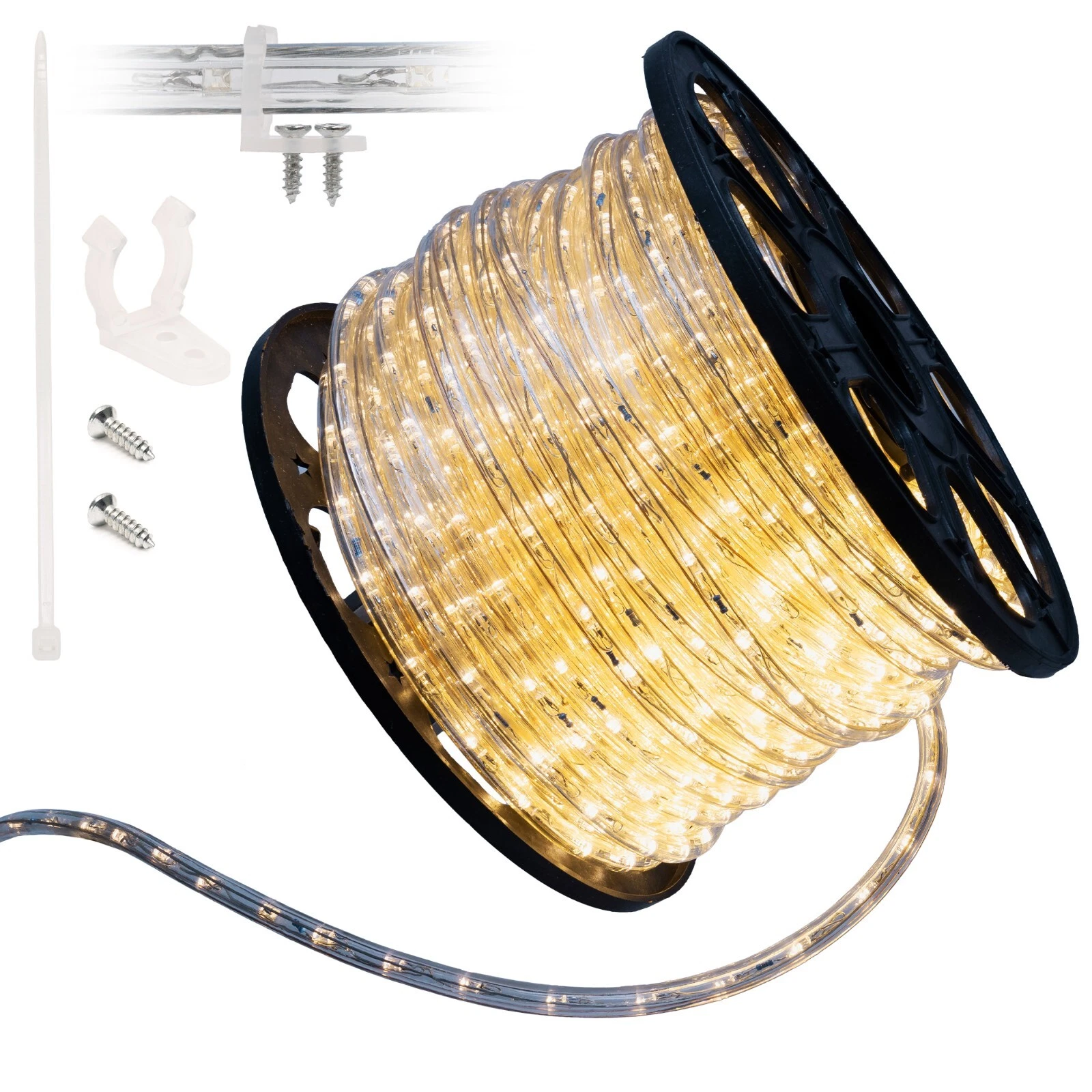 Warm White LED Rope Lighting Flexible Clear Tube Outdoor 10ft-300ft Extendable
Opens in a new window