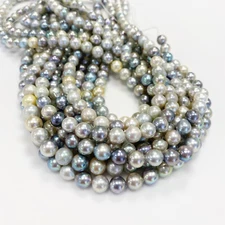 Multicolored Akoya Pearls Necklace Loose Long Strands Baroque 7mm-8mm 32"