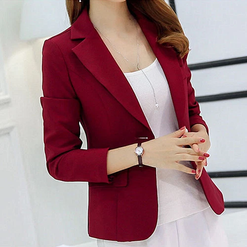 Business Freizeit Anzug Jacke Damen Formell Schmal Ein Knopf Langarm Blazer Mantel