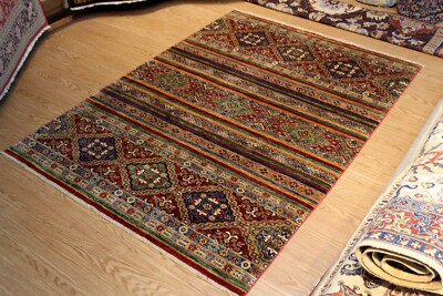 COLORFULL 6' x 8' Fine Quality Handmade Rug VEGGIE DYES NATURAL COLORS PAMIR