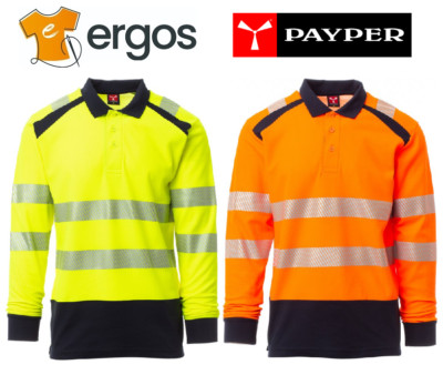 Payper ROAD WINTER Poloshirt Warnschutz Langarm Baumwolle Reflektierend Kragen