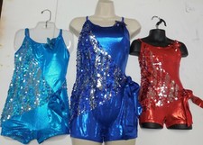 Shorty Unitard Metallic Foil Sequin Overlay 3 color choices over 20 available