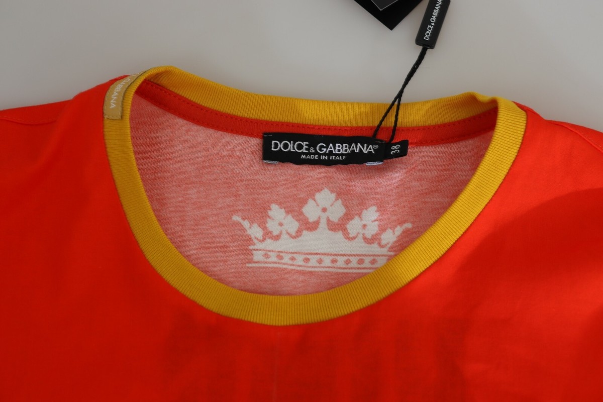 DOLCE & GABBANA Tops Orange Royals Print Round Neck T-shirt