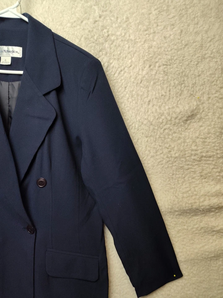 Norton McNaughton Women Jacket 8 Blue 100% Polyester Double Breasted Blazer - Image 3 of 4