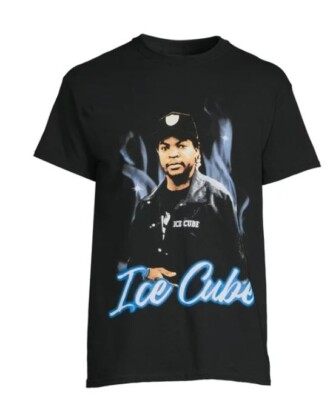 Ice Cube Men's Black T-Shirt Blue Flame Size 3XL (54-56)
