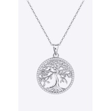 925 Sterling Silver Moissanite Tree Pendant Necklace