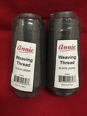 (2PACK)  ANNIE WEAVING THREAD BLACK 400 M #4846 MEDIUM WEAVING THREAD