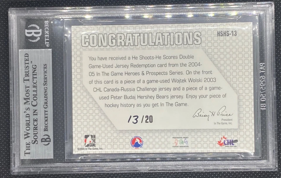 2004-05 ITG Heroes & Prospects /20 Wojtek Wolski Peter Budaj #HSHS-34 HSHS-34 - Image 3 of 4