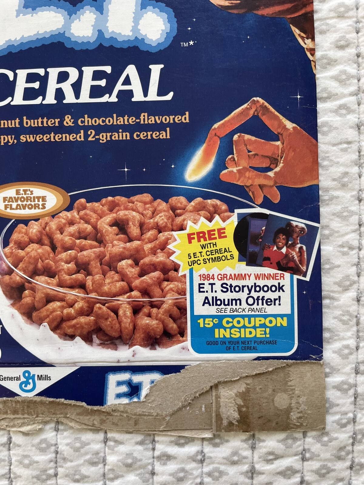 Vintage 1984 General Mills E.T. Empty Cereal Box W/Michael Jackson Series 2