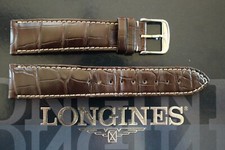 LONGINES 21MM BROWN ALLIGATOR LEATHER WATCH BAND WATCHBAND STRAP SILVER BUCKLE