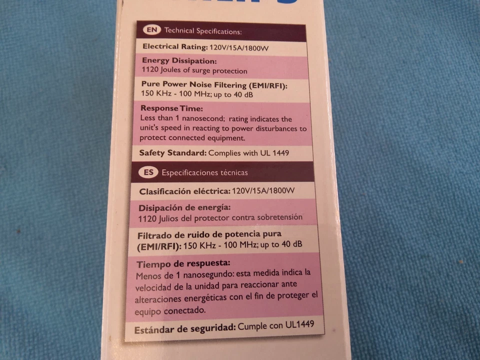 Philips Surge Protector, 3 Outlets 1120 Joules, Home Electronics, SPP3030D/17 - Image 2 of 4