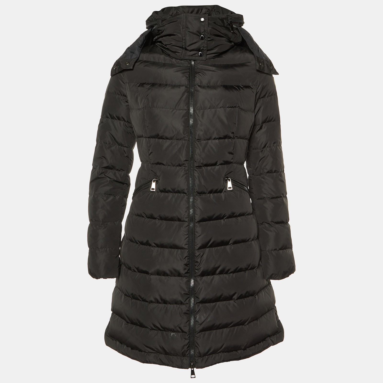 Moncler Black Nylon Flamette Quilted Coat XS