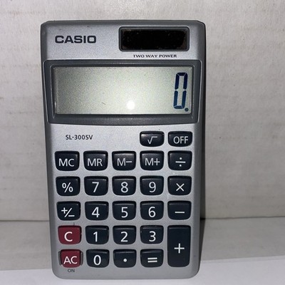 Casio SL-300SV 8-Digit Wallet Style Pocket Calculator Silver Solar/Batt Tested