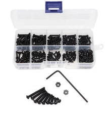 280pcs M2.5 Button Head Hex Socket Cap Screws And M2.5 Black Hex Nuts Assortment