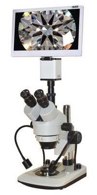 Stereo Darkfield Gemoscope 7 100× Zoom 5MP & 11  Live LCD Screen Dual Fibre...