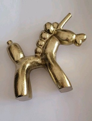 Vintage RARE Brass Koons Style Balloon UNICORN Figure Mythical Sculpture 5 X 4''