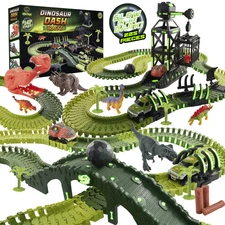 USA Toyz 225 Piece Green Ultimate Dinosaur Dash Race Track Adventure Playset for
