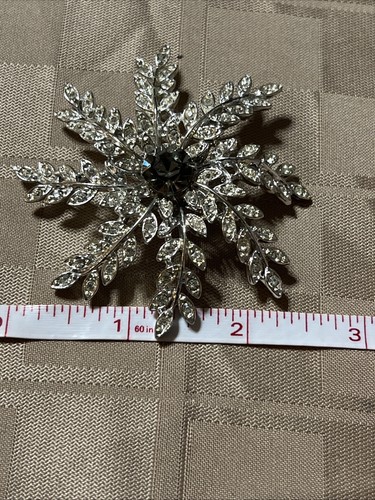 Sarah Coventry Abend Schneeflocke große rauchige Strass Brosche Anstecknadel 812 Vintage - Bild 5 von 11