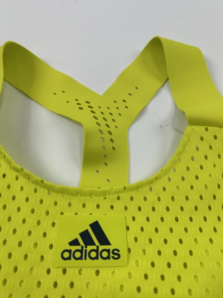 Adidas Primeblue Racerback Tank Top Womens Large Yellow Mesh Workout Activewear - Image 3 of 4