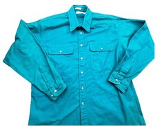 Vtg St Johns Bay Blue Chamois Button Up Shirt Workwear Men's Sz XLT Made In USA