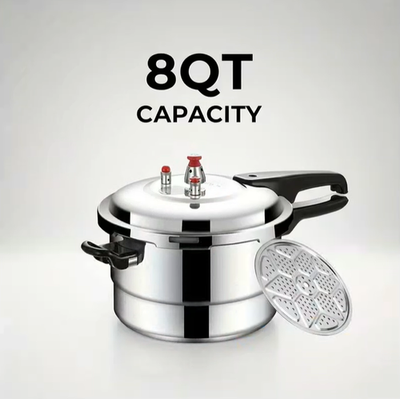 #ad 8 liter aluminum pressure cooker has a release valve and multiple layers $63.99