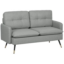 HOMCOM Modern Upholstered Two Seater Sofa for Bedroom Living Room Grey