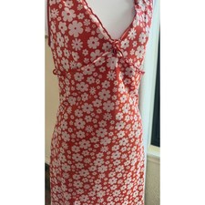 Forever 21 Floral Slip Dress Sleeveless Pink Orange 90s Style Bodycon Rose Med