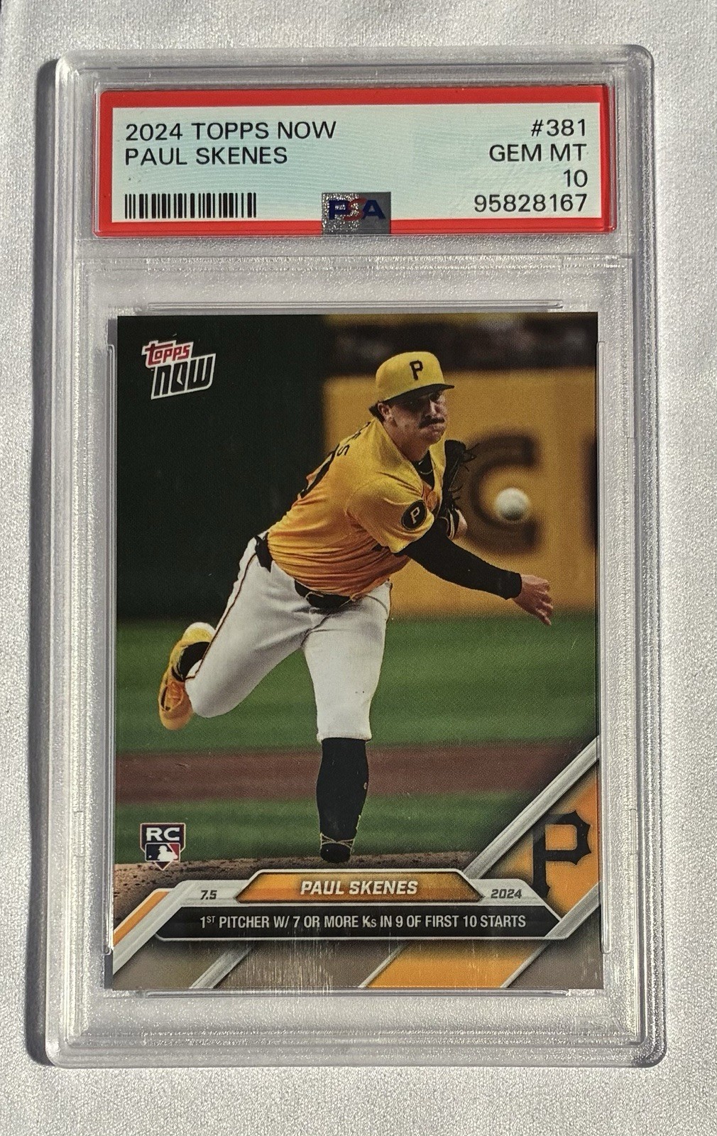 2024 Topps Now Paul Skenes #381 Rookie PSA 10 Gem Mint Pittsburgh Pirates