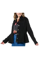 DG2 by Diane Gilman Women's Soft&Sleek Fit&Flare Denim Jacket Black