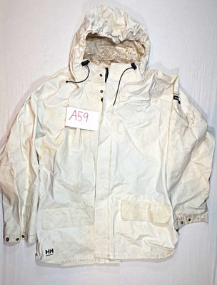 Helly Hansen Men's Hooded Rain Jacket XL (108-116) White Full Zip Snap
