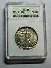 1944-D WALKING LIBERTY HALF DOLLAR ANACS MS63 SOAPBOX