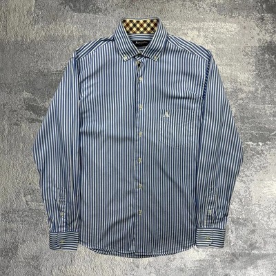 Aquascutum Langarmshirt 15,5  / 39 Button Down gestreift gesticktes Logo