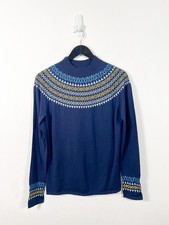 Sweaty Betty Ski Base Layer Top Large Blue Merino Thermal Fair Isle Seamless