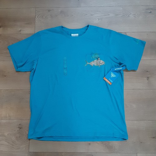 T-Shirt Columbia PFG Homme - Gris - Manches Courtes - Taille XL