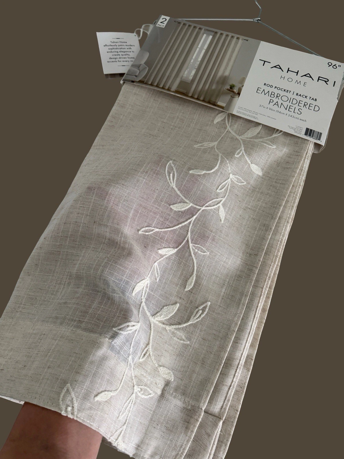 New TAHARI Window Curtains 2 Panels Beige 37 x 96 Linen Embroidered Back Tab
Opens in a new window o