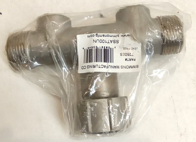 Simmons 7250SS Short Tank Tee SS304 1'' x L3'' 2-Holes With Tank Connection Union