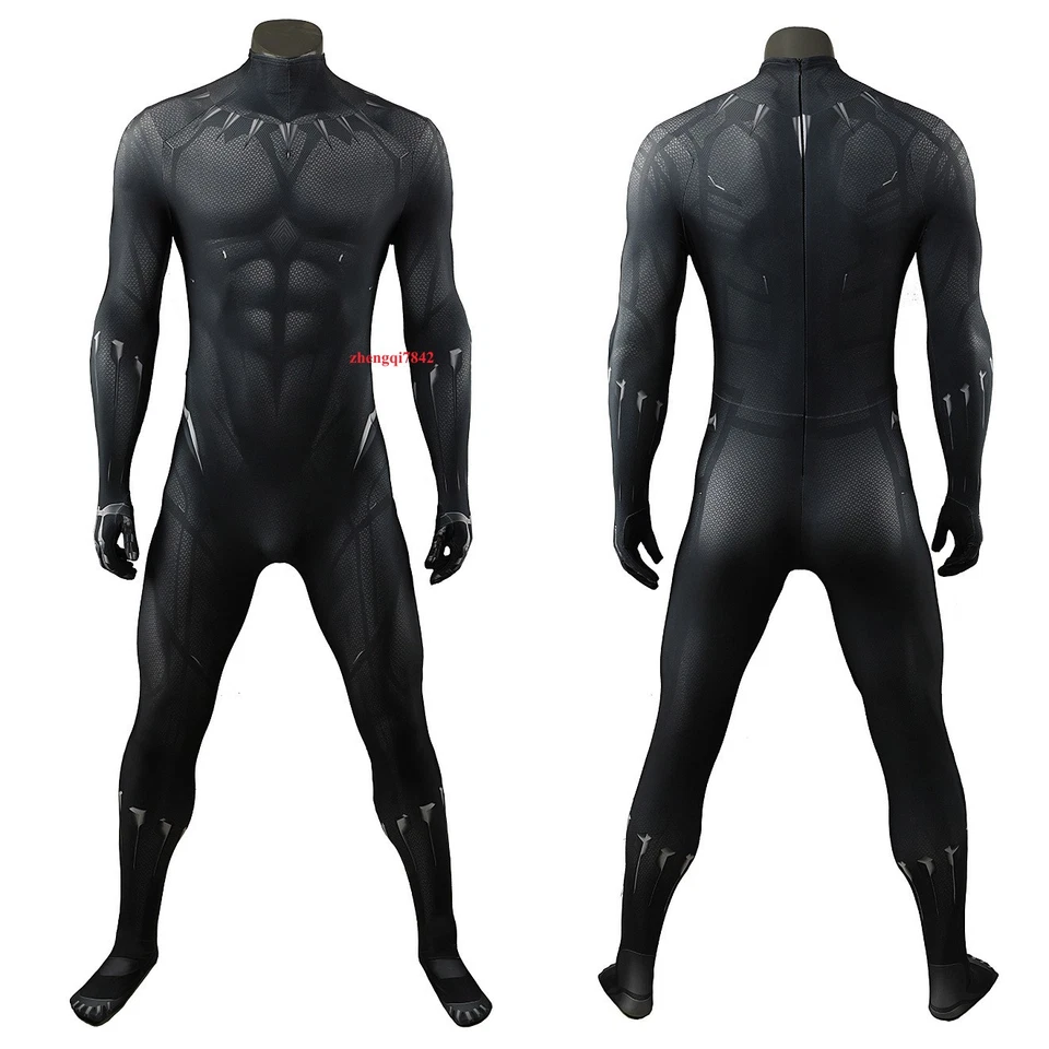 Superhero Black Panther Cosplay Bodysuit Jumpsuit Costume Mask Halloween Outfits - Image 2 of 4