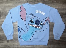 Disney Lilo  Stitch Ohana Blue Crewneck Sweatshirt Long Sleeve Youth Sz XS