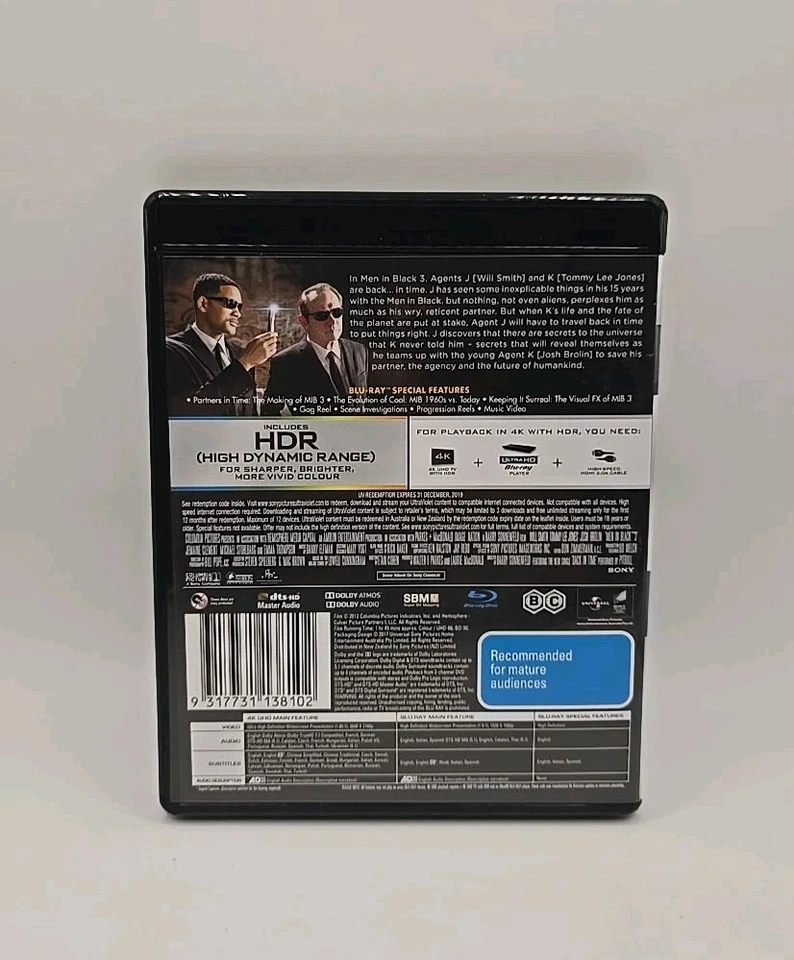 Men in Black 3 4K UHD + Blu-ray Set - Region Free + Free AUS Postage - image 2 of 4