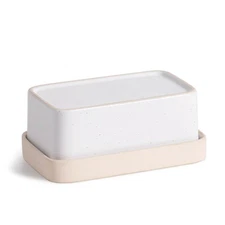Ceramic Butter Dish With Lid Large Double Sided Usable Countertop Container