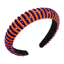 Game Day Headbands Beaded Crystal Embellished Hairband Football Orange Navy