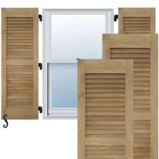 15"W x 43"H Americraft Two Equal Louver Exterior Real Wood Shutters (Per Pair...