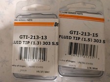 2 Pcs Devilbiss Gti-213-15 1.5 Mm Fluid Tip Air Tip Air Nozzle Sealed Package