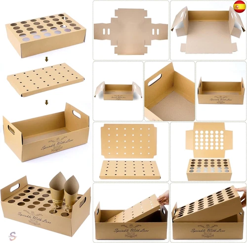 VORHOT 60 Piezas Conos Arroz Boda, Soporte Cucuruchos de Papel Kraft con 2 - Imagen 7 de 7