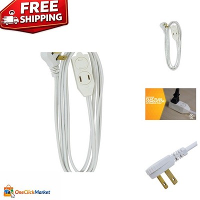 Compact 3 Ft Extension Cord with Flat Plug and Polarized Outlets for Home Office