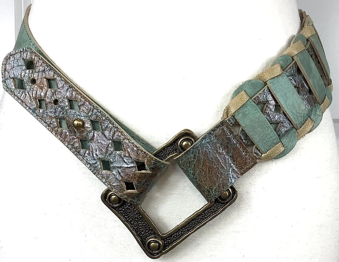 Avignon Southwestern Turquoise Stone & Metal Link Hip Belt Size S Bohemian Amazon.com: Andibro Women main image 3