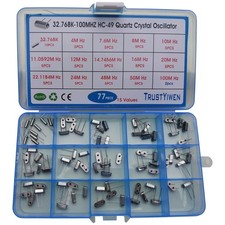 77 PCS 15 Values HC-49 Quartz Crystal Oscillator 32.768K-100MHz Assortment