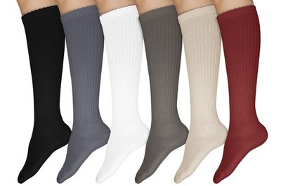 Winterlace 6 Pairs Cotton Knee High Socks for Women, Colorful Thick Ribbed So...