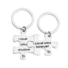 I Love You Always I Love You Forever Couples Puzzle Keychain Set Of Two Silver